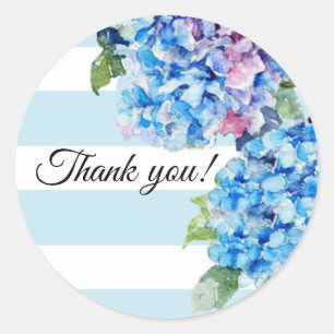 Summer Blue Hydrangeas Thank you Classic Round Sticker
