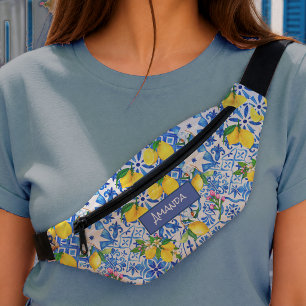 Summer Blue Majolica Sicilian Citrus Mediterranean Bum Bags