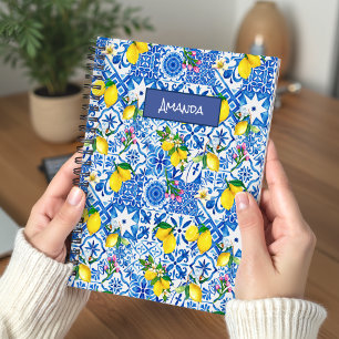 Summer Blue Majolica Sicilian Citrus Mediterranean Notebook