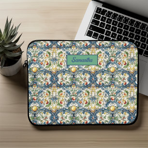 Summer Blue Majolica Sicilian Orange Monogram Laptop Sleeve