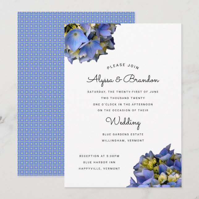 Summer Blue Modern Wedding Invitation (Front/Back)