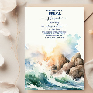 Summer Blue Ocean Beach Bridal Shower Invitation