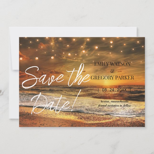 Summer Blue Ocean Beach Wedding Invitations (Front)