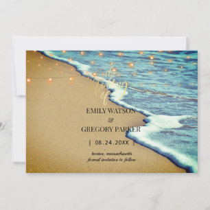 Summer Blue Ocean Beach Wedding Invitations
