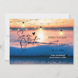 Summer Blue Ocean Beach Wedding Invitations