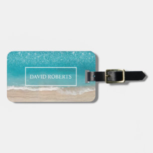Summer Blue Ocean & Sandy Beach Photography Luggage Tag
