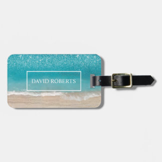 Summer Blue Ocean & Sandy Beach Photography Luggage Tag