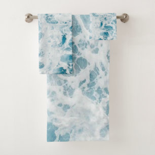 Summer Blue Ocean Wave  Bath Towel Set