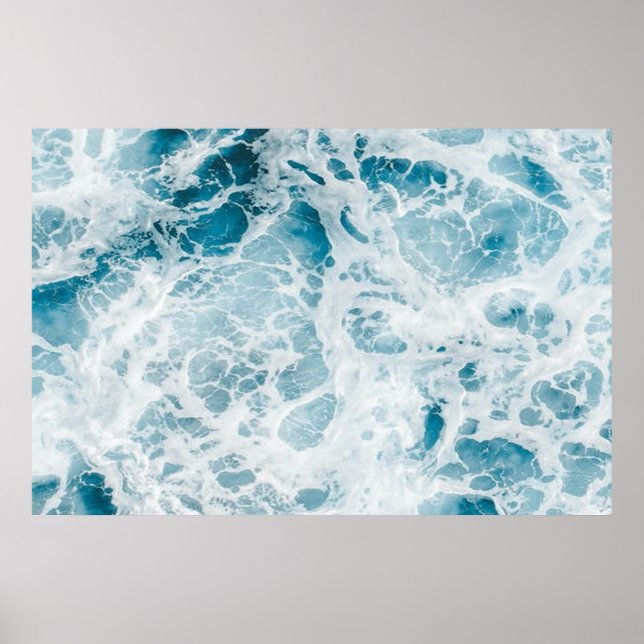 Summer Blue Ocean Wave Poster (Front)
