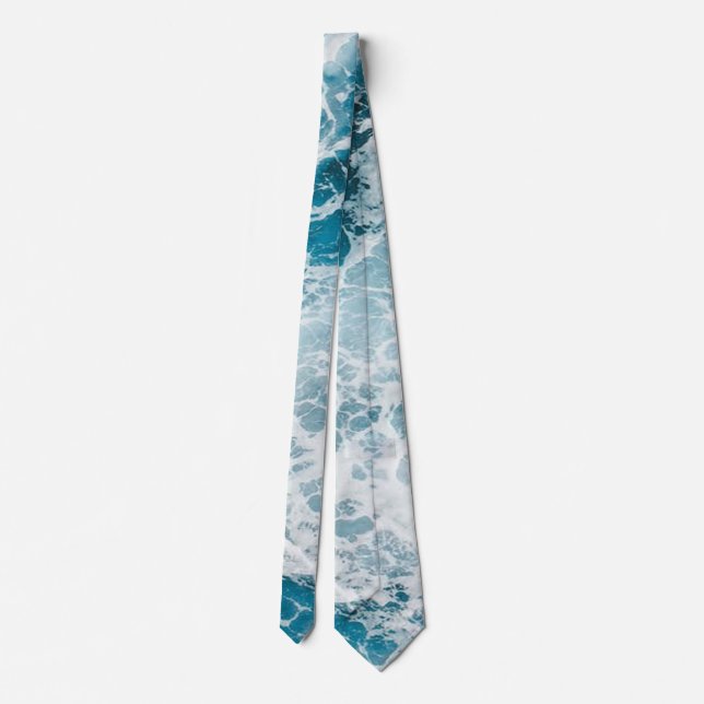 Summer Blue Ocean Wave Tie (Back)