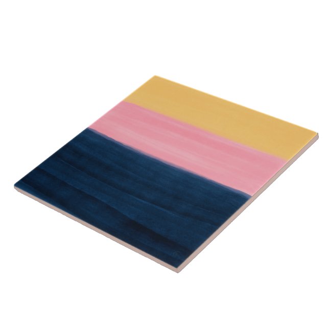 Summer Blue Pink Yellow Strokes Stripes Paint Tile (Side)