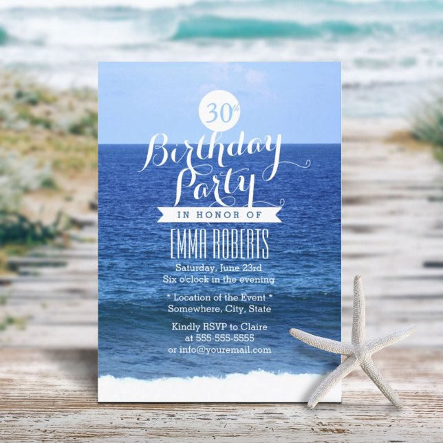 Summer Blue Sea Beach Birthday Party Invitation (Creator Uploaded)