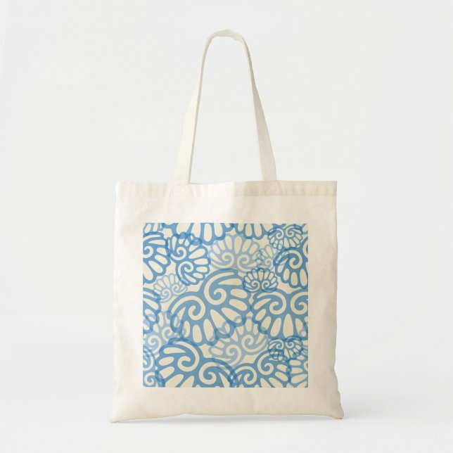 Summer Blue Seashell Beach Tote Bag (Front)
