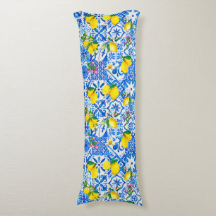 Summer blue Sicilian Amalfi Mediterranean majolica Body Cushion
