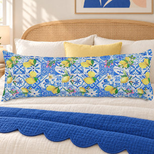 Summer Blue Sicilian Majolica Tile Pattern Body Cushion