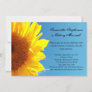 Summer Blue Sky, Yellow Sunflower Bridal Shower Invitation