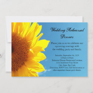 Summer Blue Sky, Yellow Sunflower Rehearsal Dinner Invitation