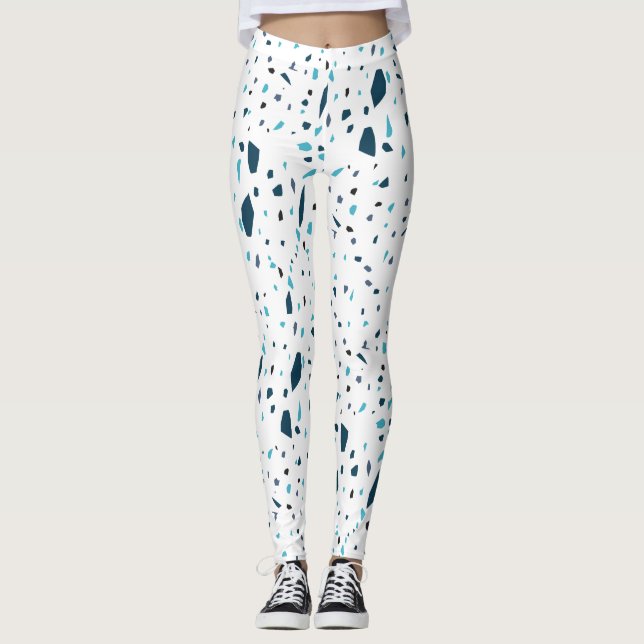 Summer Blue Terrazo Leggings (Front)