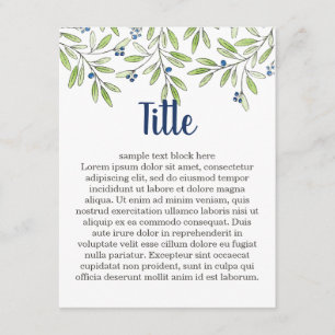 Summer Blueberry Foliage Customisable Insert Card