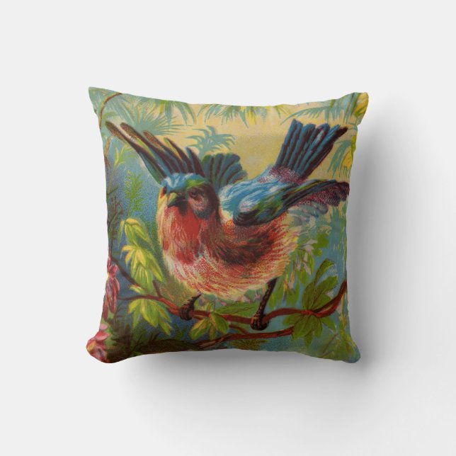 Summer Bluebird Throw Pillow (Front)