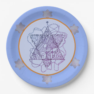 Summer Blues Jewish Star Passover Paper Plate 