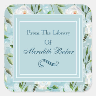 Summer Blush Lacy Floral Blooms Bookplate Square Sticker