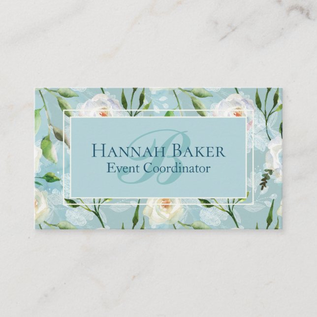 Summer Blush Lacy Floral Blooms Business Card (Front)