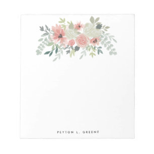 Summer Blush Pink Flowers Greenery Notepad