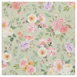 Summer Boho Floral on Gin Green Fabric