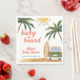 Summer Boho Surf Beach Van Baby Shower  Napkin