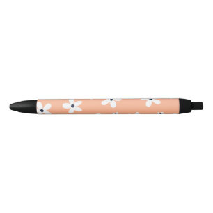 Summer Boho White Daisy Flowers Black Ink Pen