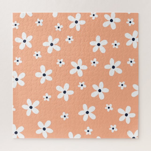 Summer Boho White Daisy Flowers Jigsaw Puzzle (Vertical)