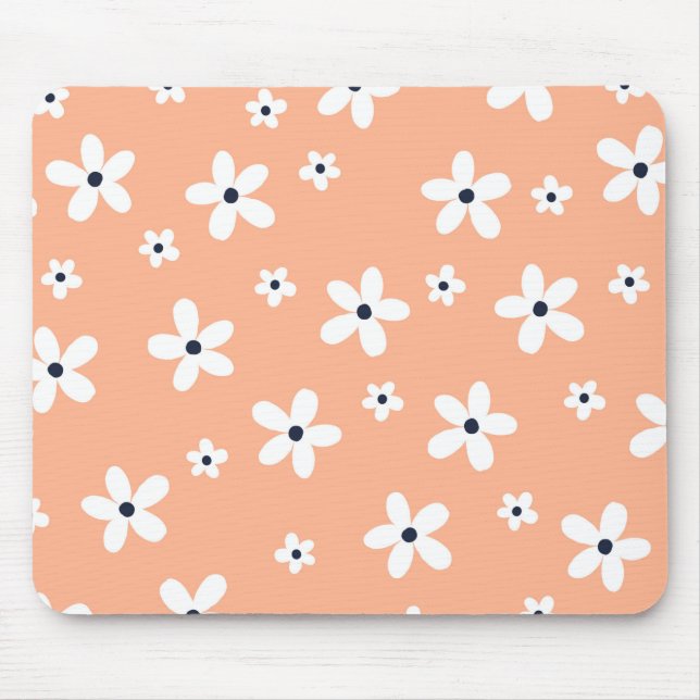 Summer Boho White Daisy Flowers Mouse Mat (Front)