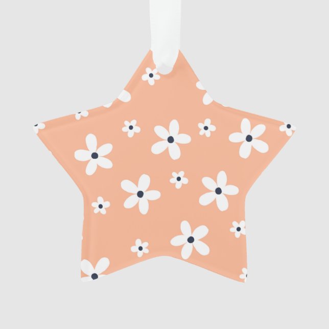 Summer Boho White Daisy Flowers Ornament (Front)