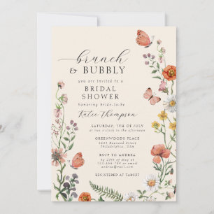 Summer Boho Wildflower Brunch Bridal Shower Invitation