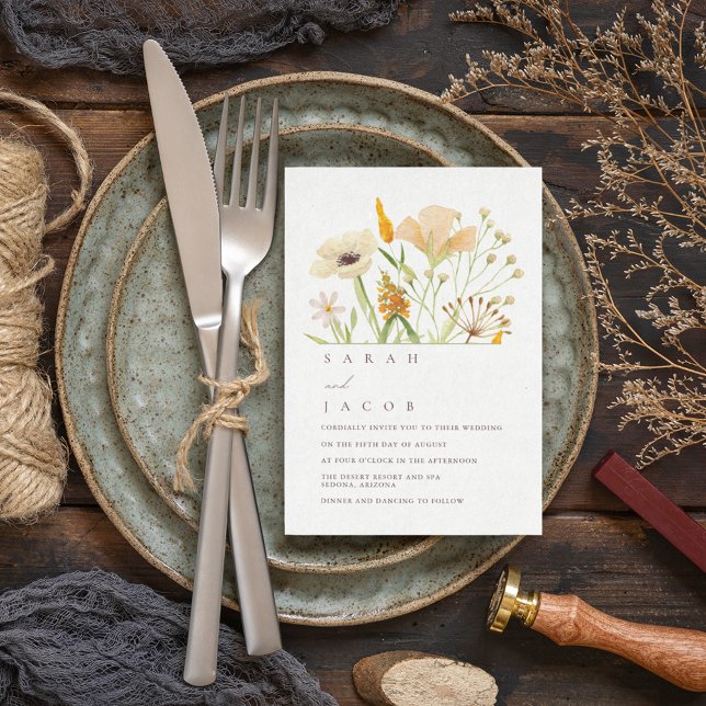 Summer Boho Wildflowers Garden Wedding Invitation (Creator Uploaded)