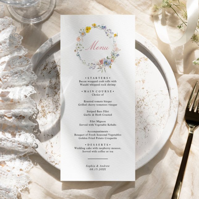 Summer Boho Wildflowers Wedding Menu (Creator Uploaded)