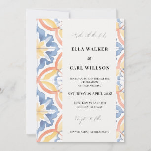 Summer Bold Orange Moroccan Tile Wedding Invitation