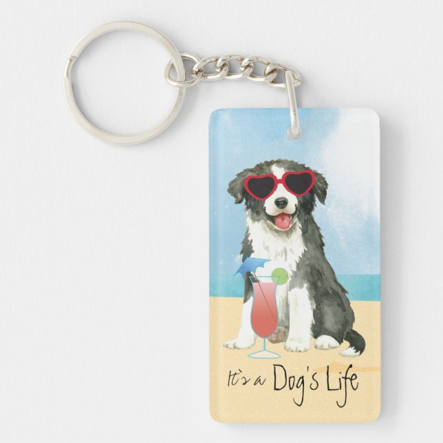Summer Border Collie Keychain (Front)