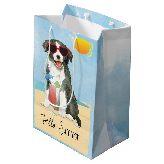 Summer Border Collie Medium Gift Bag (Back Angled)