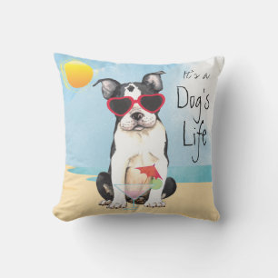 Summer Boston Terrier Cushion