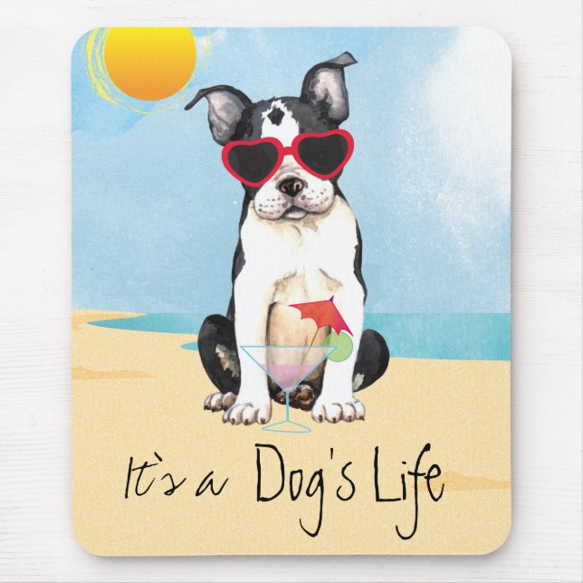 Summer Boston Terrier Mouse Mat (Front)
