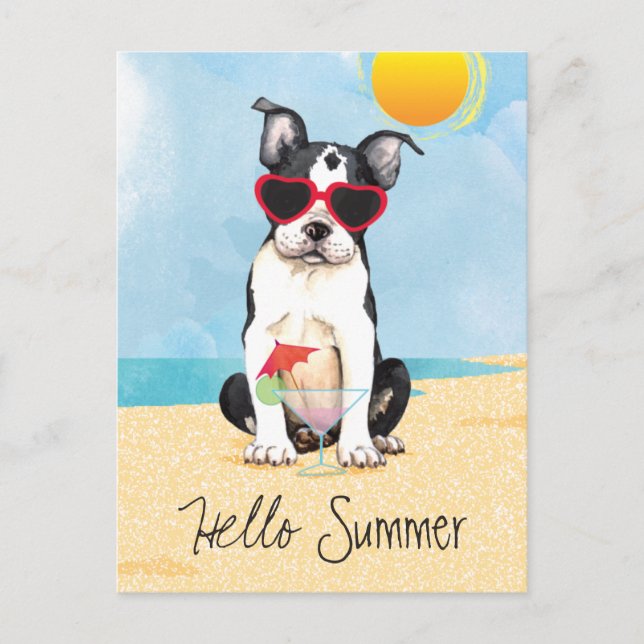 Summer Boston Terrier Postcard (Front)