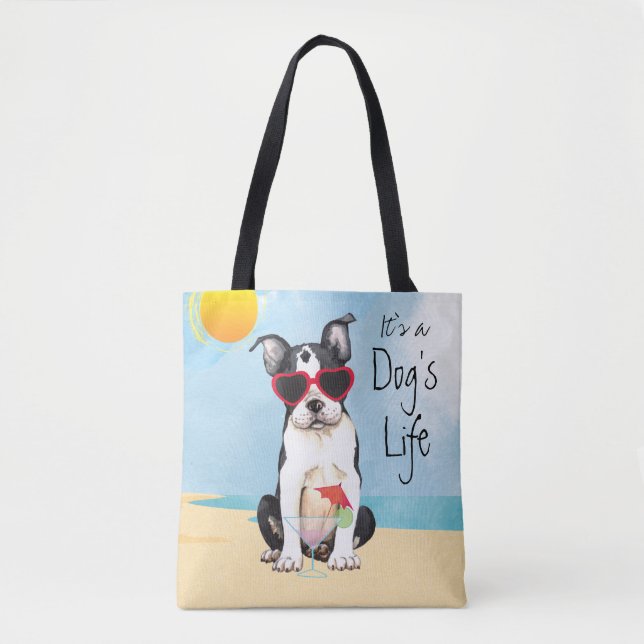 Summer Boston Terrier Tote Bag (Front)