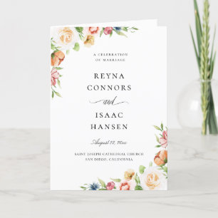 Summer Botanical Floral Wedding Program Programme