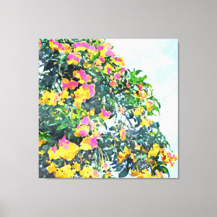Summer Bougainvillea Watercolor Painting Canvas Print