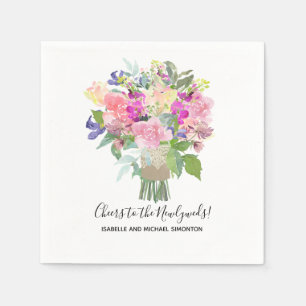 Summer Bouquet Cheers to the Newlyweds Custom Napkin