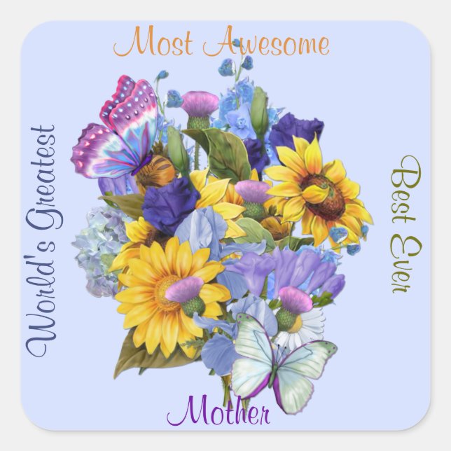 Summer Bouquet - Mum Square Sticker (Front)