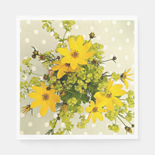 Summer Bouquet, Sunshine Yellow Flowers Napkin