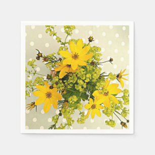 Summer Bouquet, Sunshine Yellow Flowers Napkin